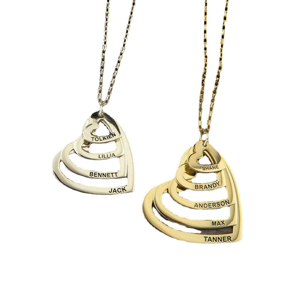 Collier pendentif personnalisé multi-amour avec nom