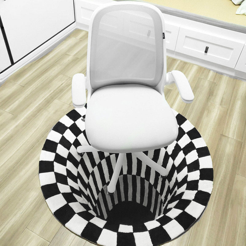 Alfombra Vortex 3D, rejilla blanca y negra, alfombra ilusión con agujero sin fondo, alfombrillas antideslizantes para sala de estar y dormitorio, alfombras de moda de hogar