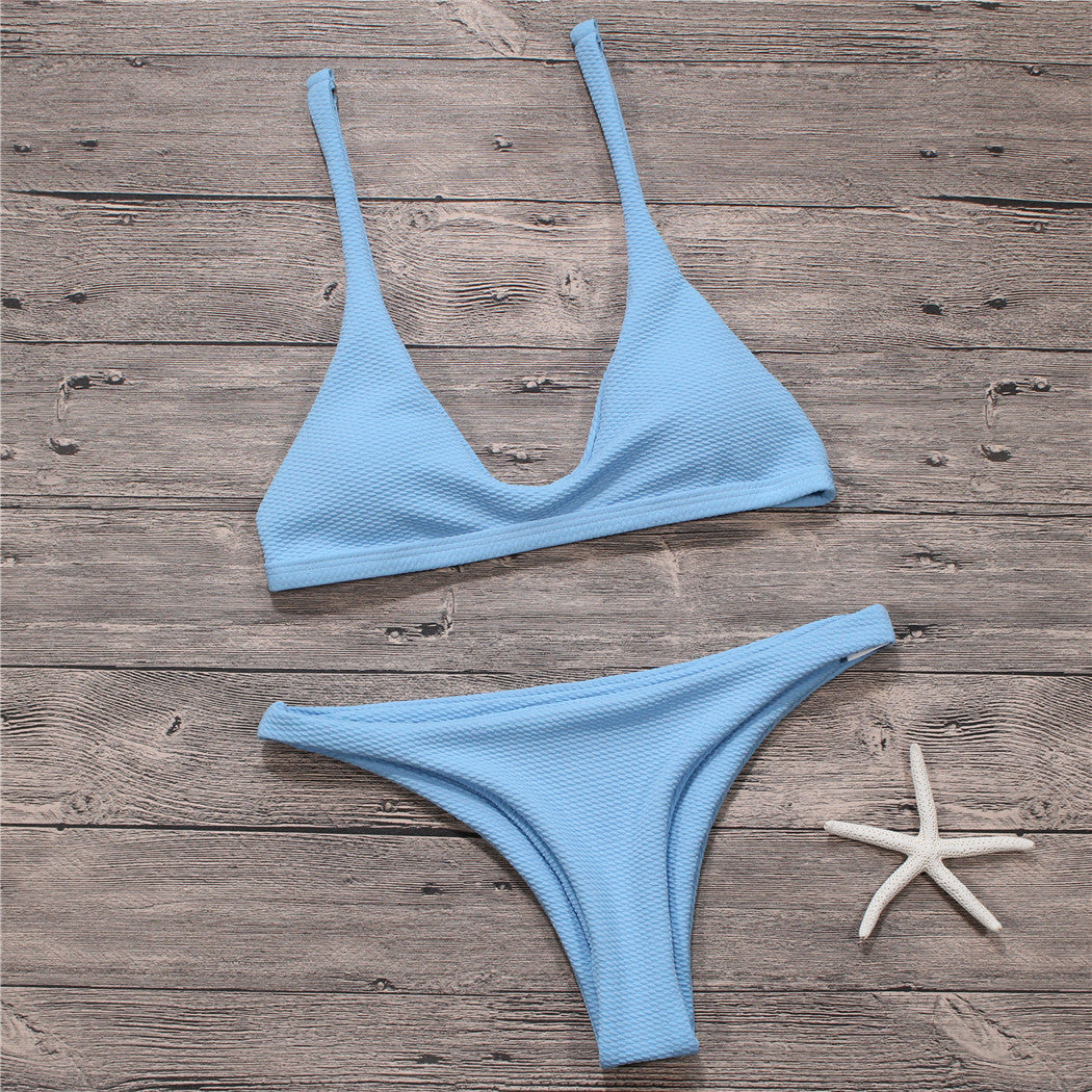Bikinis sexys para mujer, traje de baño sólido, traje de baño, conjunto de Bikini, traje de baño, ropa de playa