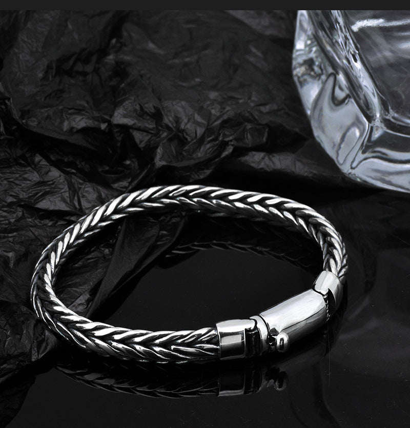 Bracelet de quille tissé à la main en argent S925 pour hommes