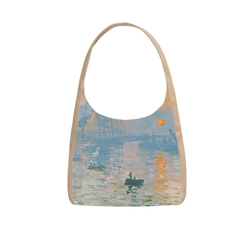 Peinture à l'huile Sunrise Impression Sac à bandoulière Sac en toile de grande capacité