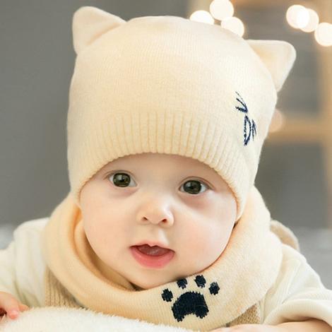 Ensemble chaud pour bébé, écharpe tricotée, protection des oreilles, chapeau pour bébé garçon et fille, bonnet d'hiver, écharpes, costumes, chat de dessin animé, nouveau-né
