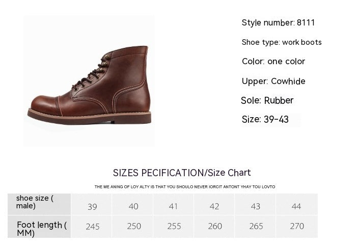 Botas Martin de cuero vacuno retro Botas militares de cuero encerado con aceite para hombres Bota de trabajador