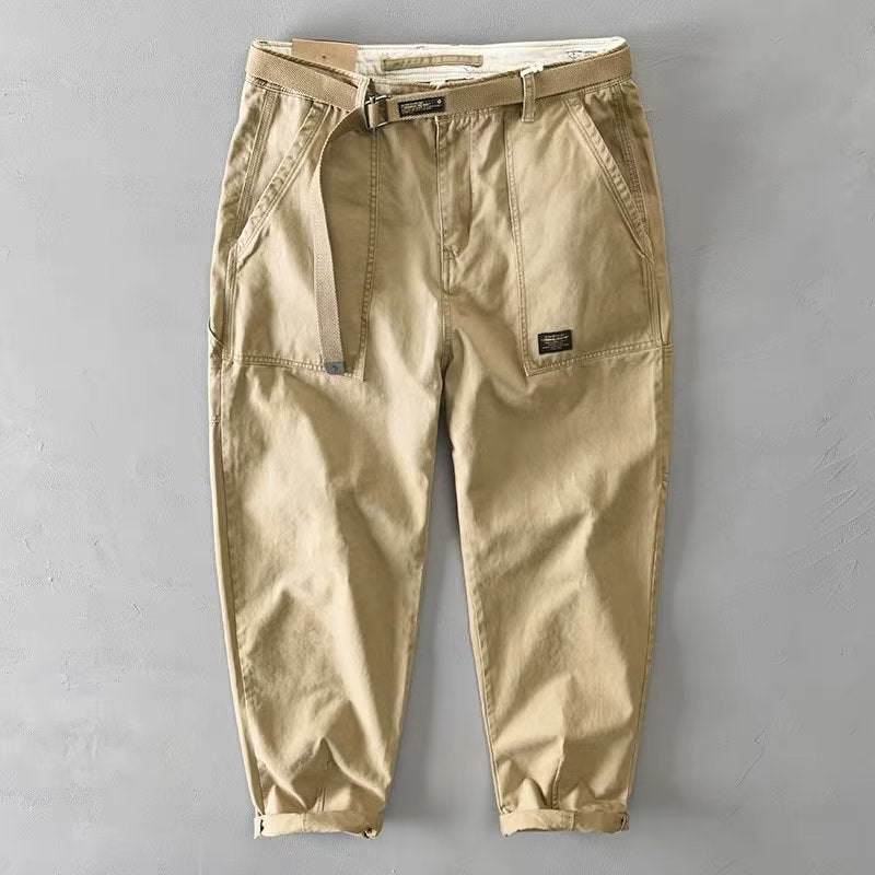 Autumn Men's Casual Washed Overalls Retro Loose Trousers