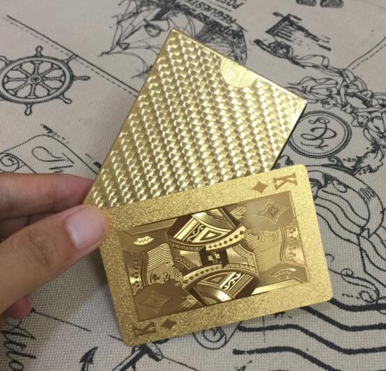 1 Set Golden Playing Cards Deck gold foil poker set Magic ca