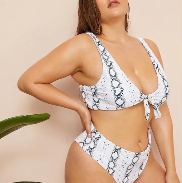 Traje de baño sexy de talla grande anudado de cintura alta para mujer