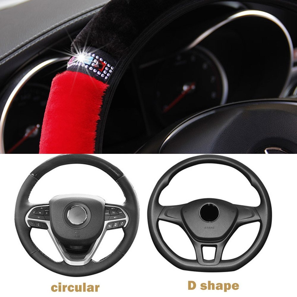 Short hair color diamond plush elastic steering wheel