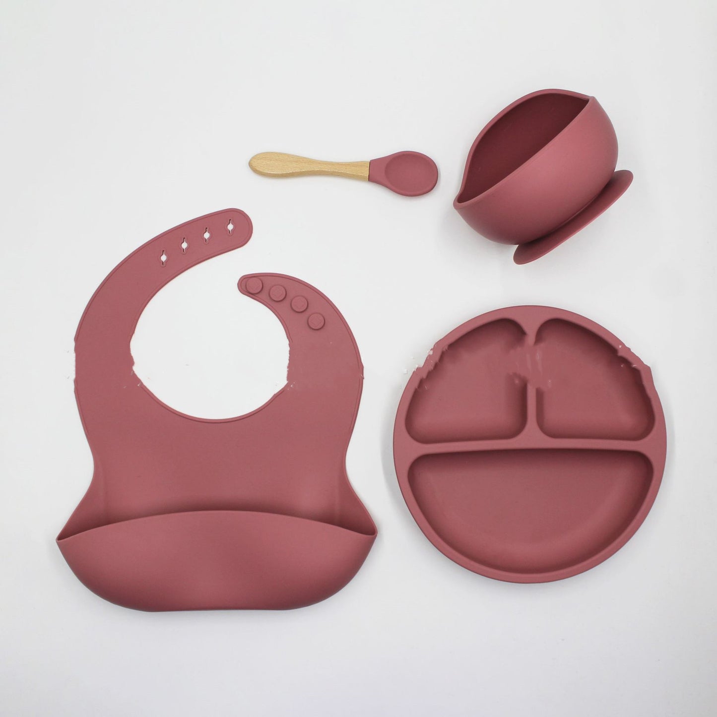 Bavoir assiette à dîner cuillère bol 4 pièces ensemble Silicone bébé bol bavoir assiette ensemble