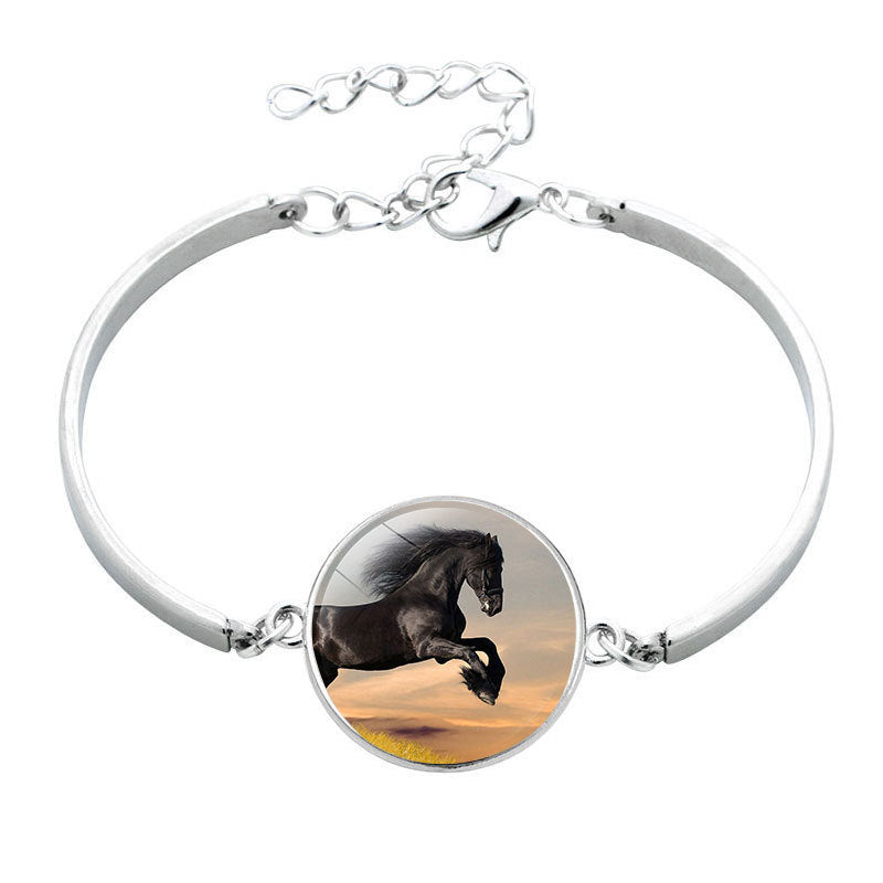 Animal Horse Glass Time Stone Bracelet