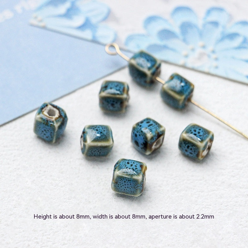 Série bleue en céramique japonaise dispersée, bricolage, collier de perles fait à la main, Bracelet, matériel de perles d'espacement