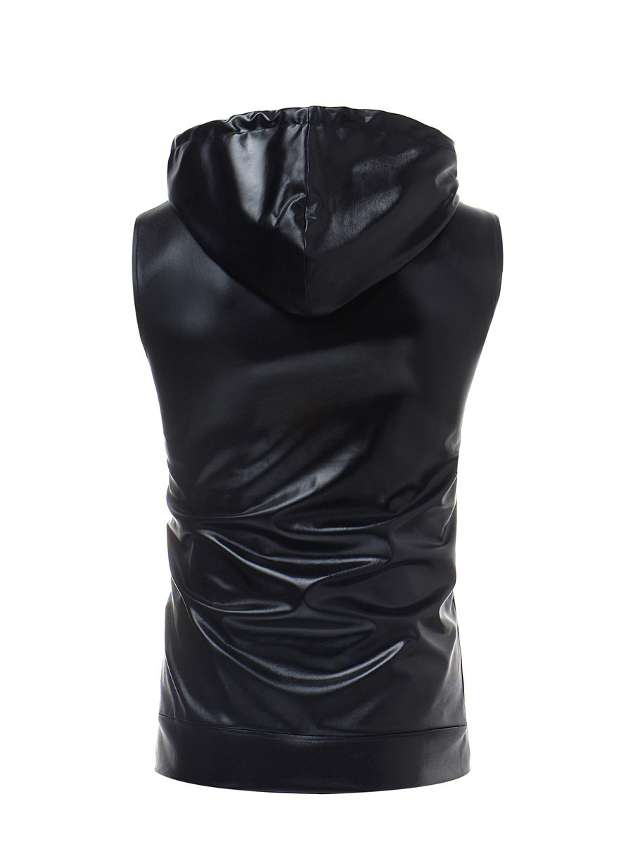 Fashion Dance Bright Hooded Drawstring Zipper Vest