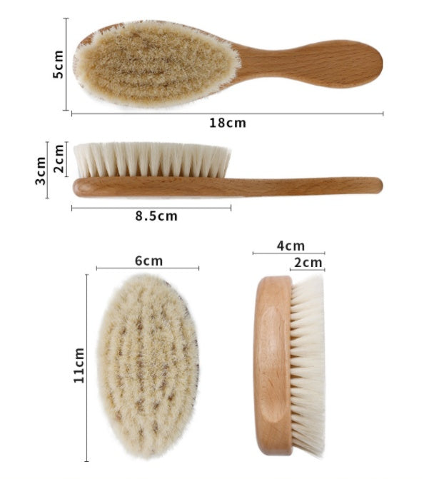Brosse à shampoing pour bébé, brosse en laine de bois massif