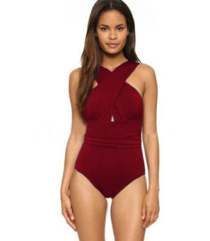 Maillot de bain sexy, couleur unie, couverture croisée sur la poitrine, ventre amincissant, pour femmes, bikini, grande taille