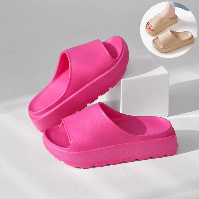 Zapatos de Boca de pescado de 5,5 cm, zapatillas de baño para el hogar, zapatillas de playa de suela gruesa para exteriores para mujer