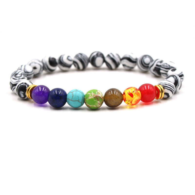 Bracelet chapelet coloré en pierre naturelle, Agate Malachite, énergie volcanique, 8mm