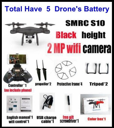 Promotion des ventes WiFi 2MP caméra avec S10 SMRC FPV quadrirotor Drone hélicoptère UAV Micro télécommande jouet RACER KIT avion