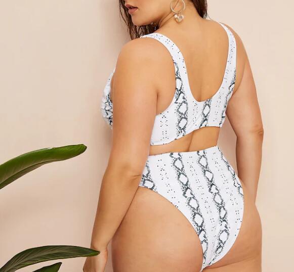 Traje de baño sexy de talla grande anudado de cintura alta para mujer