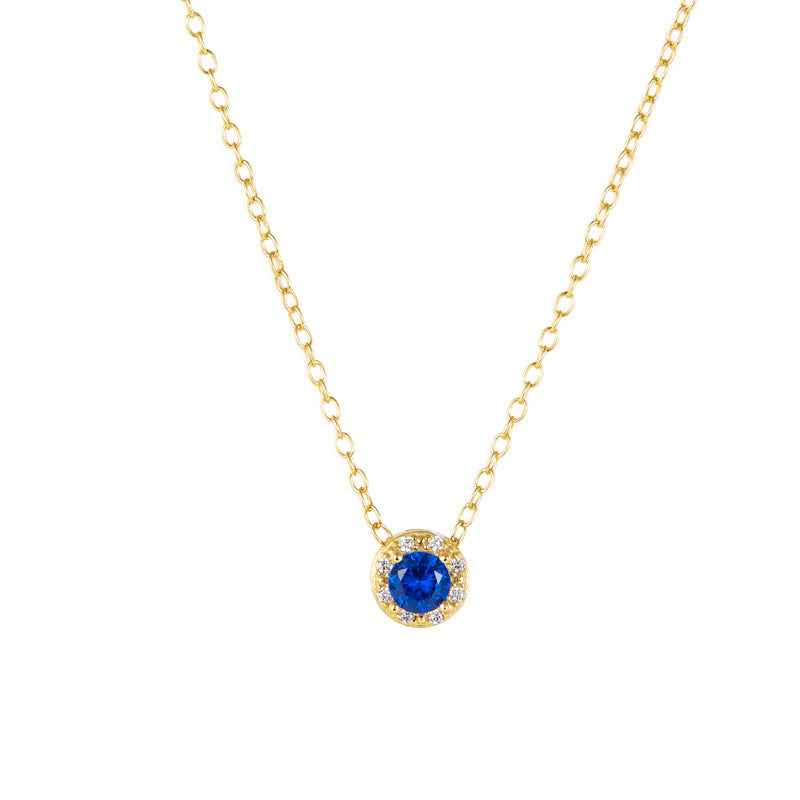 925 Silver Necklace Retro Simple Temperament Clavicle Chain Colorful Zircon Exquisite Necklace Female Accessories