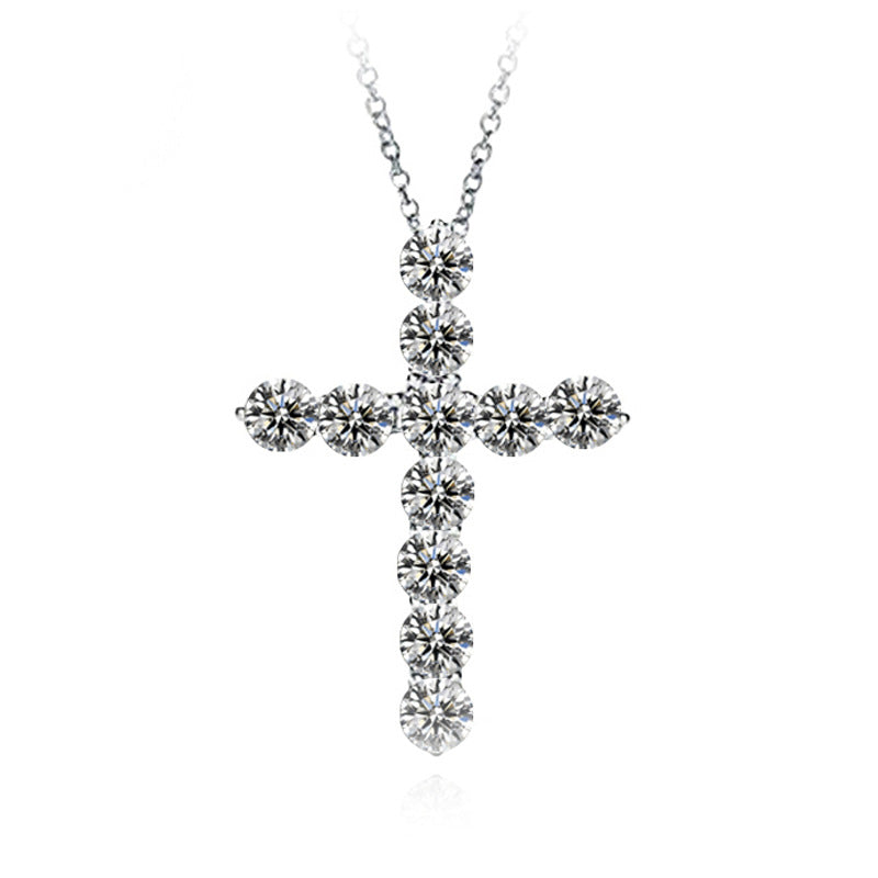 Collier Croix Pendentif Zircon Finement Incrusté