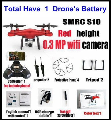 Promotion des ventes WiFi 2MP caméra avec S10 SMRC FPV quadrirotor Drone hélicoptère UAV Micro télécommande jouet RACER KIT avion