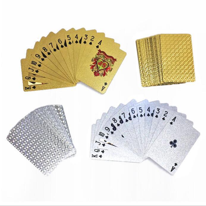 1 Set Golden Playing Cards Deck gold foil poker set Magic ca