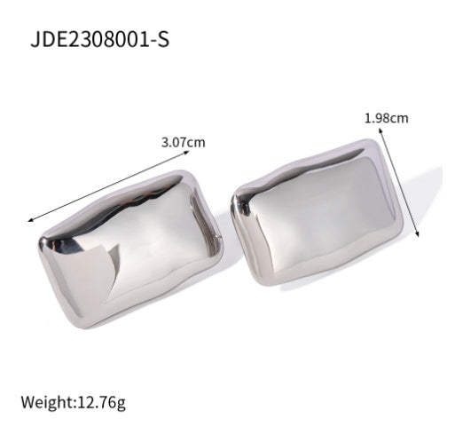 Pendientes cepillados mate rectangulares de oro retro de 18 quilates