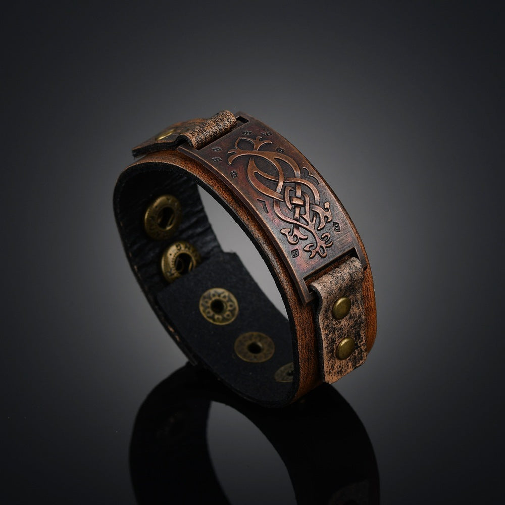 Alloy Cattle Leather Bracelet Popular Ornament Fashion Creative Retro Cowhide Snap Bracelet