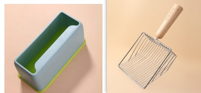 Filtro de Metal juego para pala para arena de gatos, pala para limpieza de inodoro para mascotas, herramienta de limpieza de excrementos, mango de madera grande, suministros para mascotas