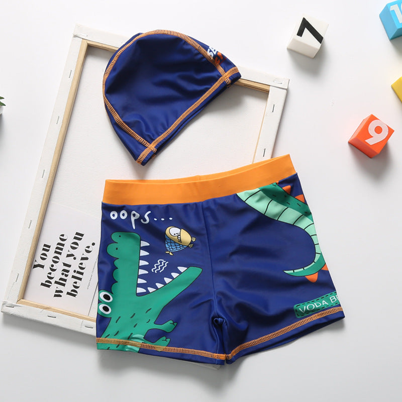 Conjunto de bañador de dinosaurio de dibujos animados.