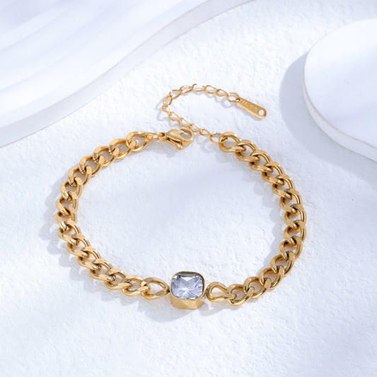 Square Diamond Titanium Steel Twist Grinding Hollow Bracelet