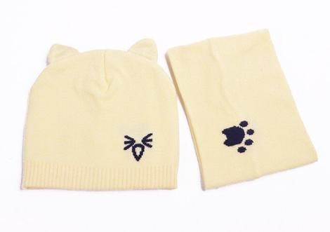 Ensemble chaud pour bébé, écharpe tricotée, protection des oreilles, chapeau pour bébé garçon et fille, bonnet d'hiver, écharpes, costumes, chat de dessin animé, nouveau-né