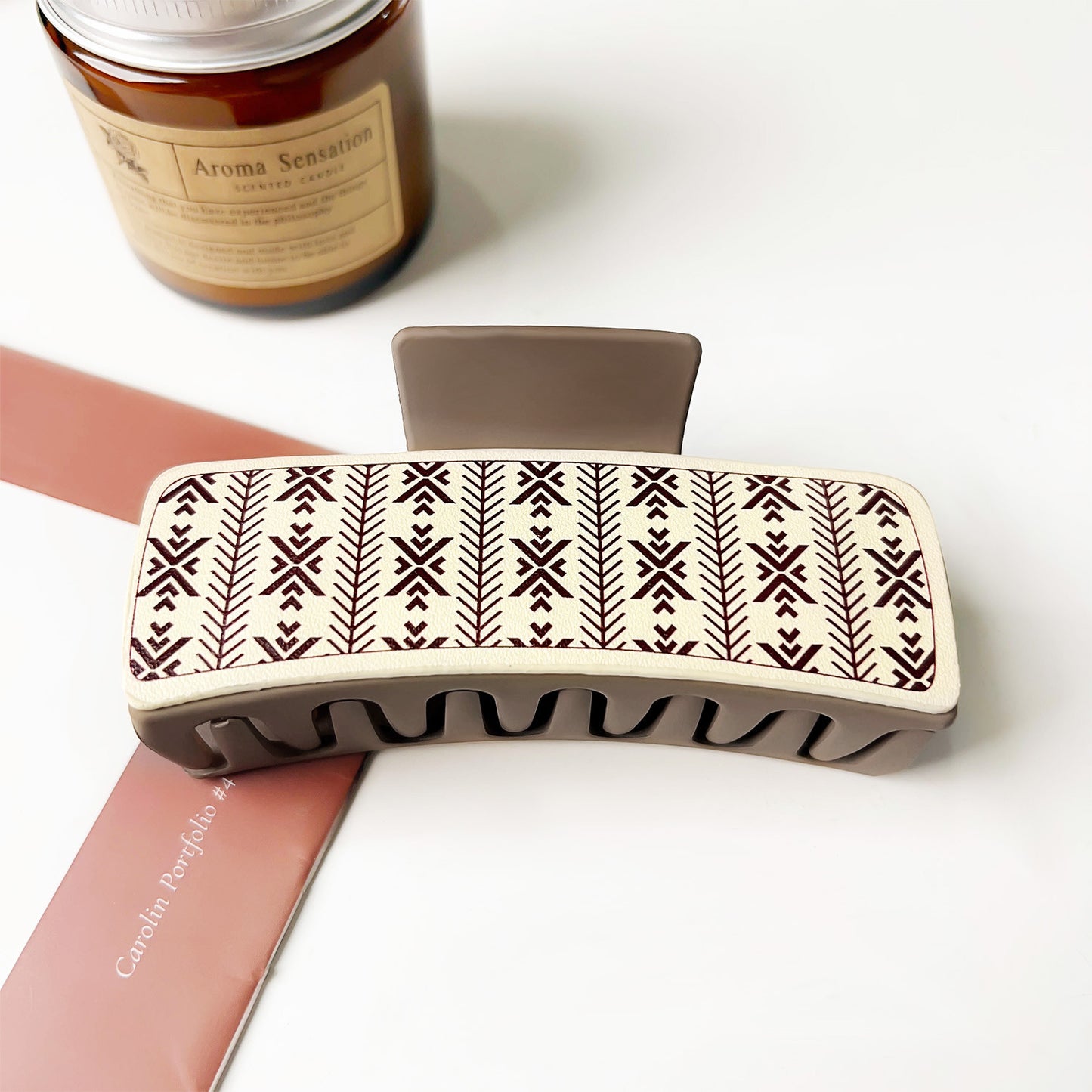 Western Denim Style Fashion Retro Printed Pu Barrettes