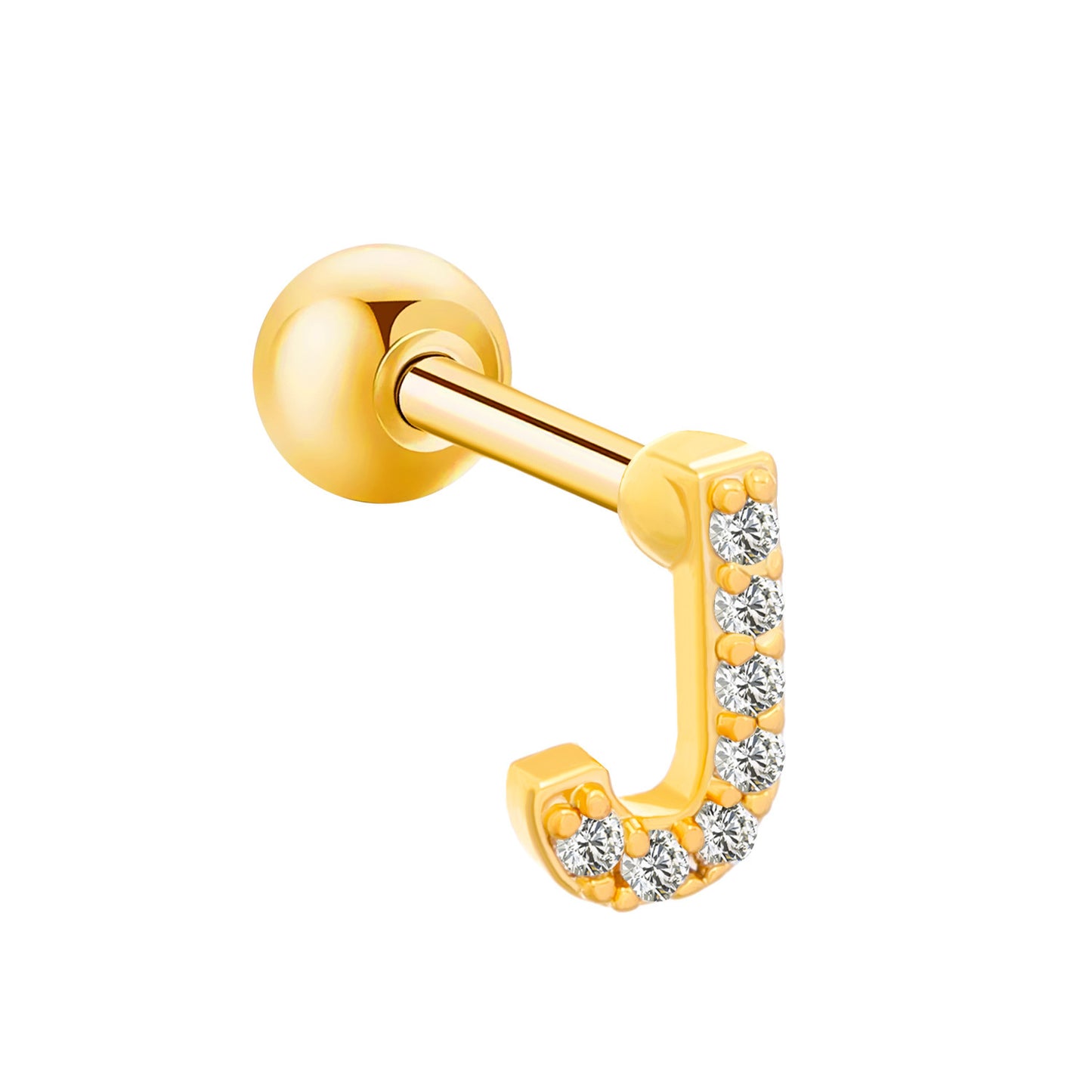 Inlaid Zircon 26 English Letters Ear Bone Stud Retro Personality Alloy Letter Thread Stud Earrings Ear Piercing