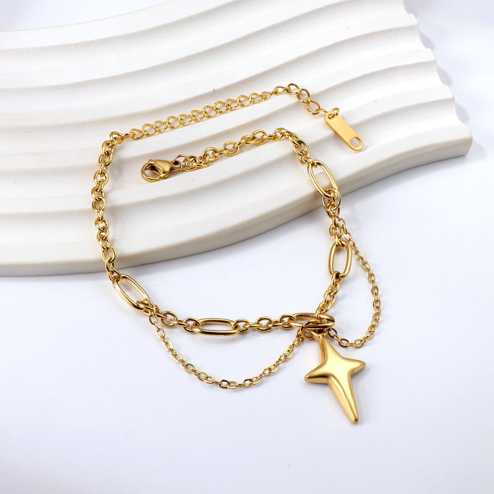 Gold Lucky Star Love Stainless Steel Bracelet