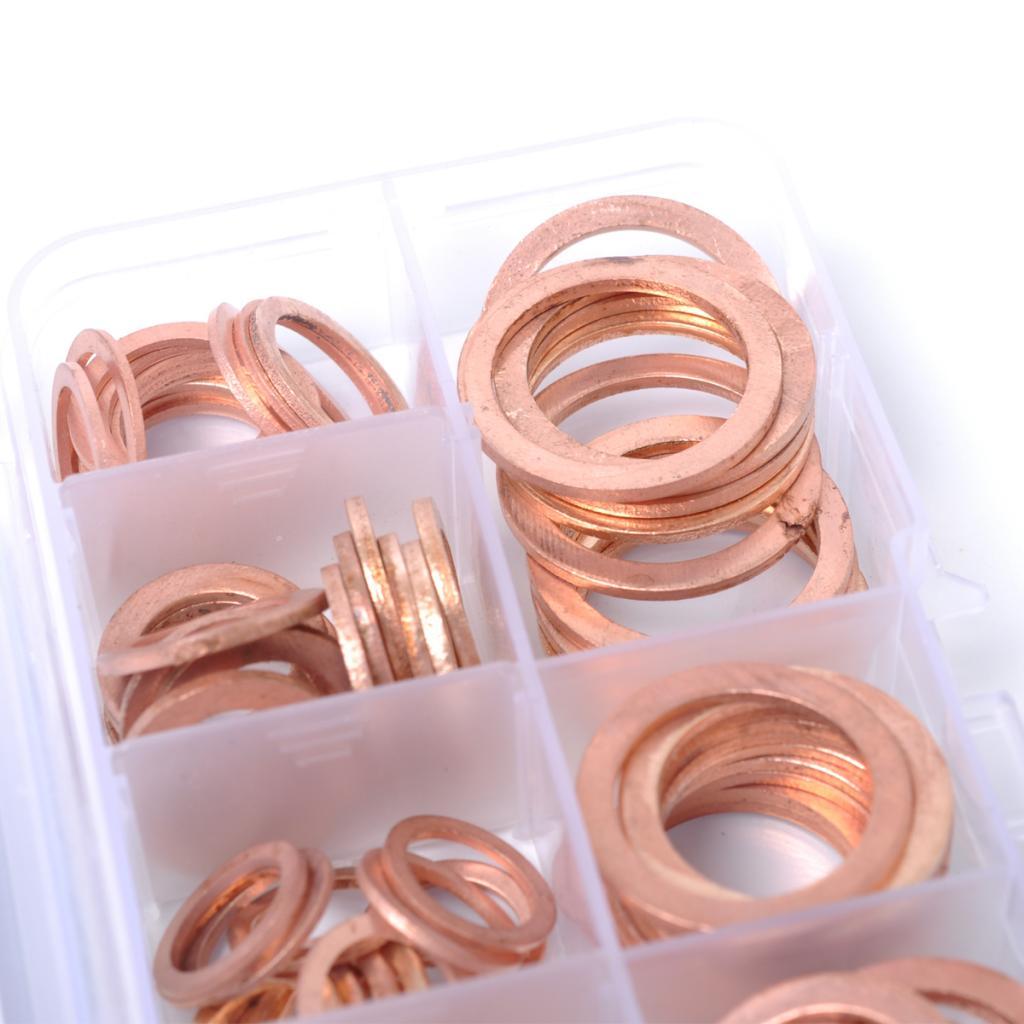 120pcs Copper Gasket Box, Annealing Oil Seal Copper Gasket Set