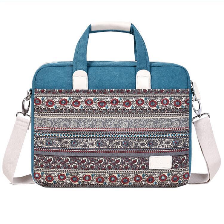 Sac pour ordinateur portable anti-chute et durable en toile de style ethnique