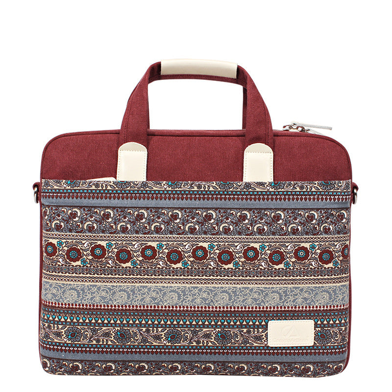 Sac pour ordinateur portable anti-chute et durable en toile de style ethnique