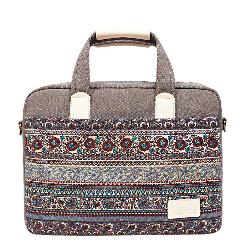 Sac pour ordinateur portable anti-chute et durable en toile de style ethnique