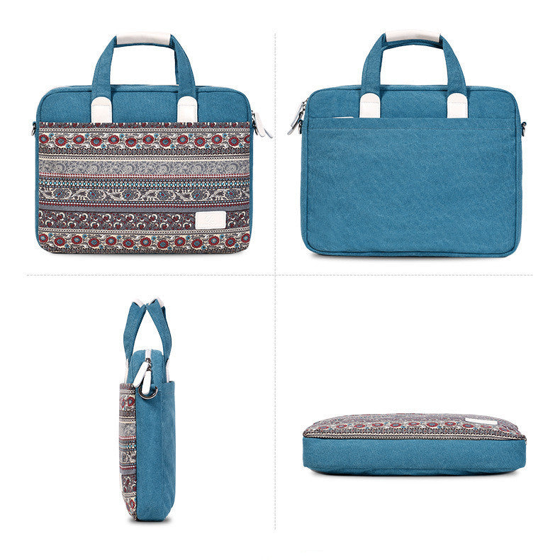 Sac pour ordinateur portable anti-chute et durable en toile de style ethnique