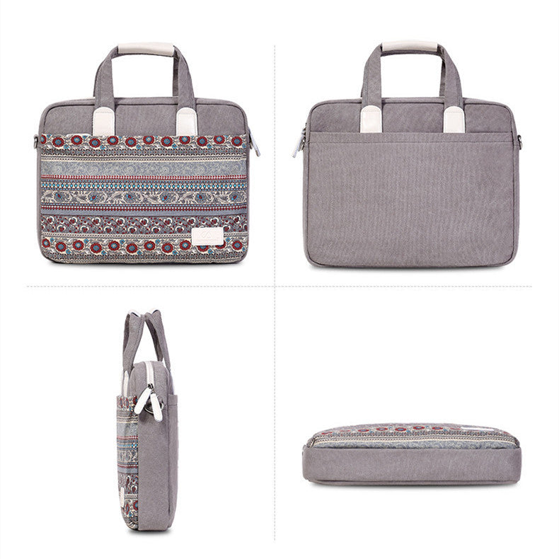 Sac pour ordinateur portable anti-chute et durable en toile de style ethnique