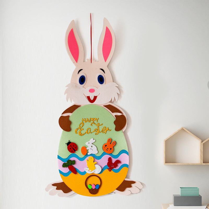 Colgantes de conejito de fieltro DIY para niños de Pascua, juguete con alfabeto desmontable, adorno de Pascua, regalo de Pascua para decoración de la pared de la puerta del hogar