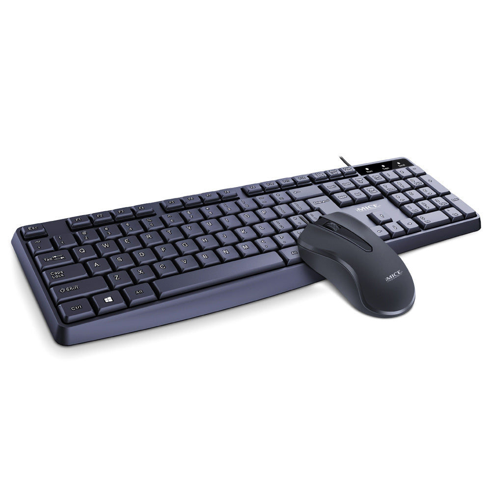 KM-520 Juego de teclado y ratón con cable para oficina en casa, 104 teclas Plug and Play