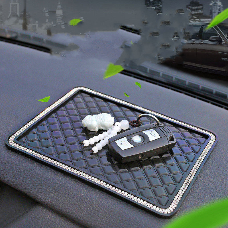 Lingge Alfombrilla antideslizante para coche, alfombrilla de diamante creativa con plumas grandes para coche