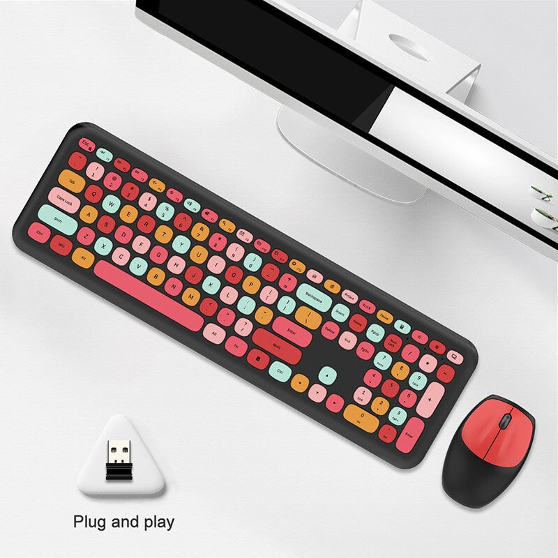 Ensemble clavier et souris silencieux sans fil rond