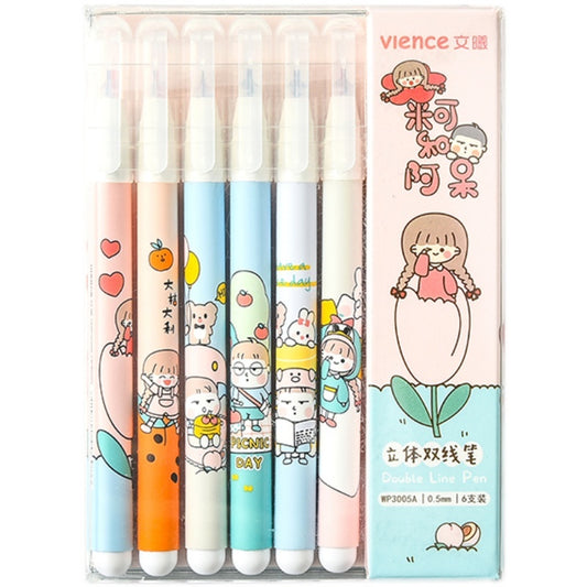 Double-Headed Highlighter 6-Color Set Marker Pen