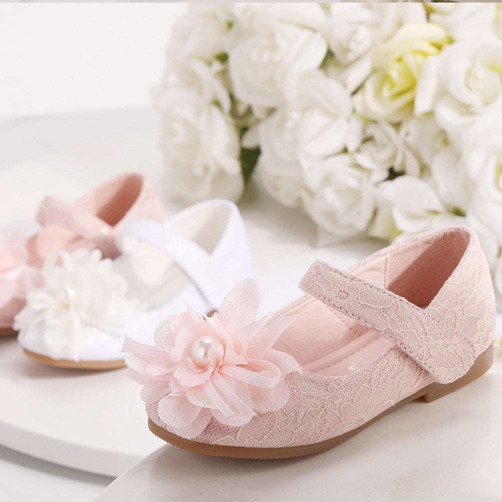 Chaussures habillées pour filles, chaussures de princesse en dentelle à fleurs
