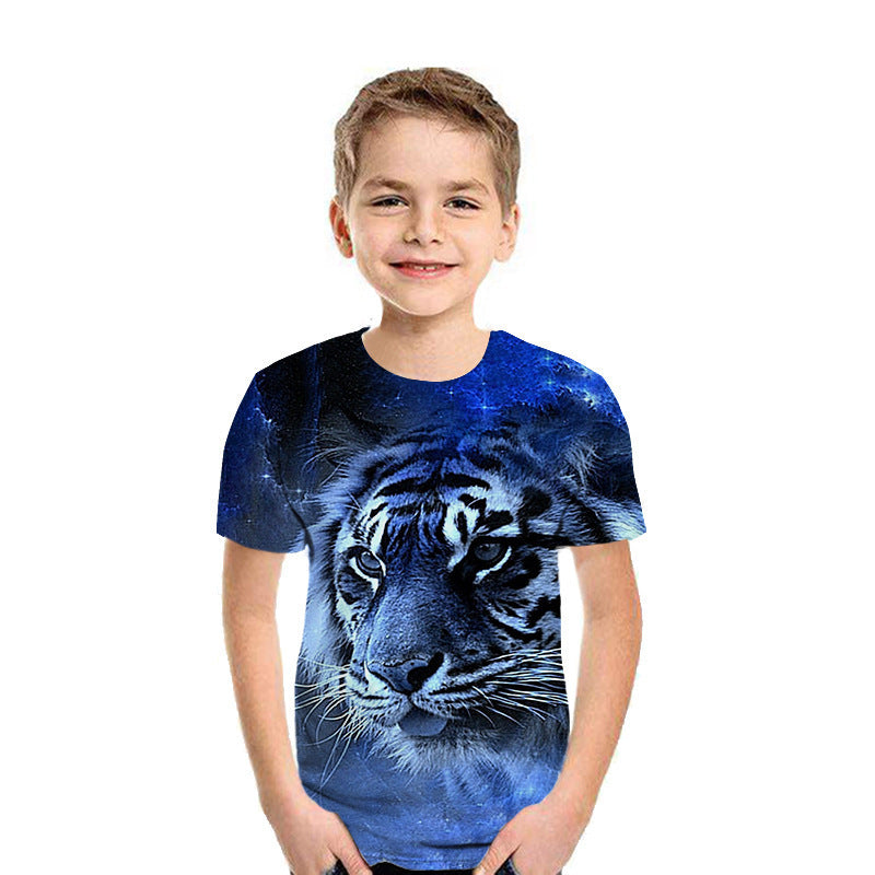 Top de camiseta para niños de moda de manga corta con impresión digital 3D