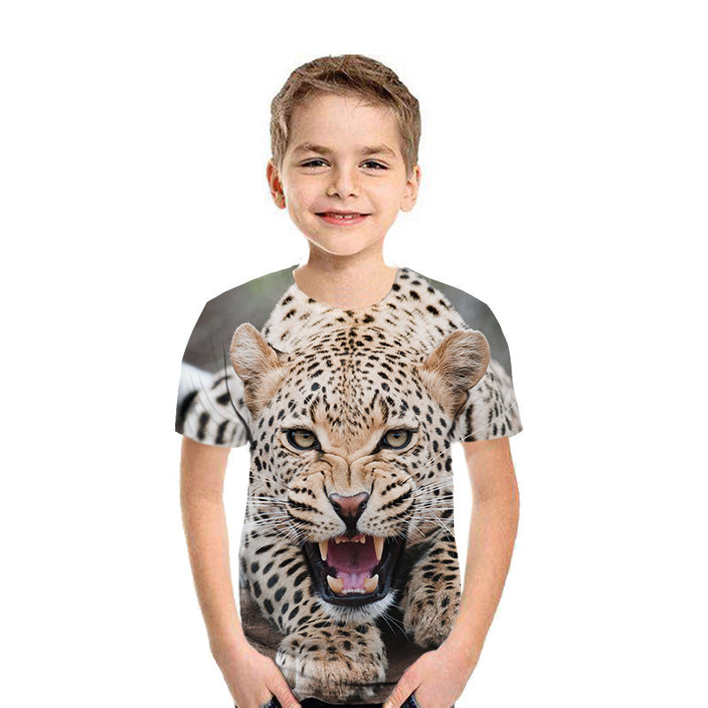 Top de camiseta para niños de moda de manga corta con impresión digital 3D