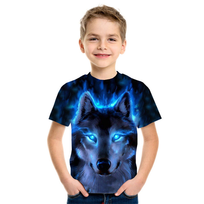 Top de camiseta para niños de moda de manga corta con impresión digital 3D