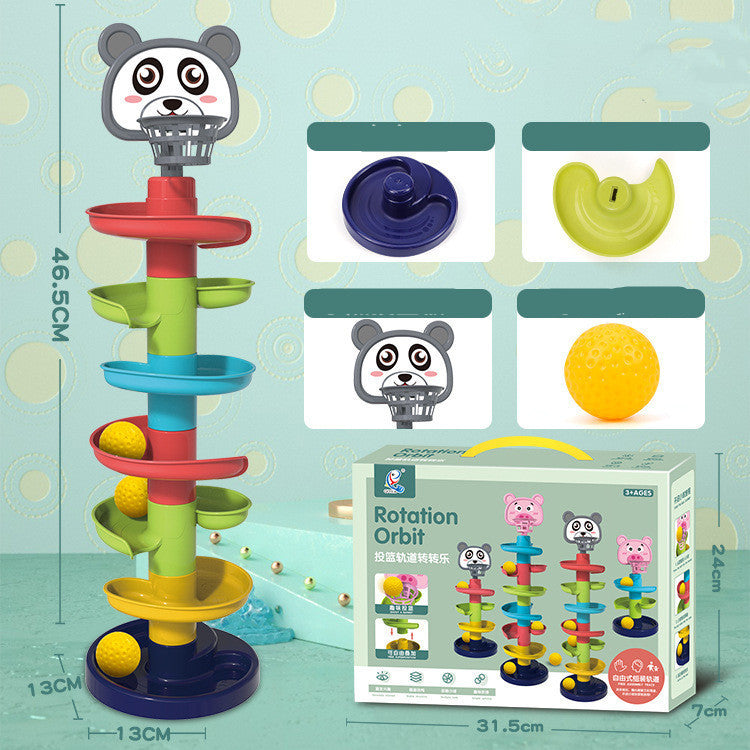 Rompecabezas de torre de pila de bolas rodantes, sonajeros, pista giratoria, juguetes educativos Montessori para recién nacidos